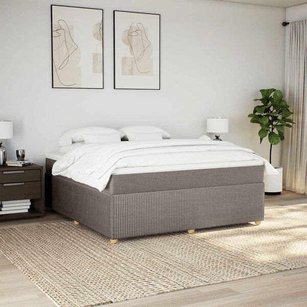 vidaXL Box spring postel s matrac&iacute; taupe 180x200 cm textil