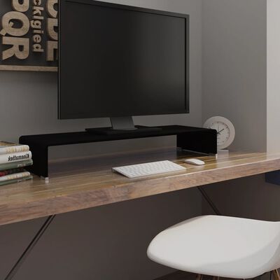 vidaXL TV stolek / podstavec na monitor sklo černý 90x30x13 cm