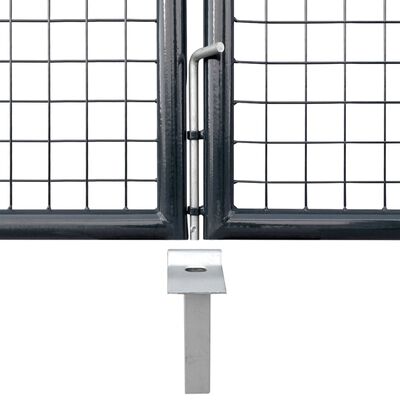 vidaXL Zahradní plotová brána z pozinkované oceli 289 x 75 cm šedá