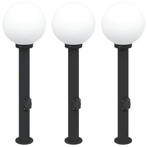 vidaXL Sloupkov&aacute; světla se z&aacute;suvkou 3 ks 80 cm čern&aacute; IP44