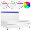 vidaXL Box spring postel s matrací a LED bílá 200x200 cm umělá kůže