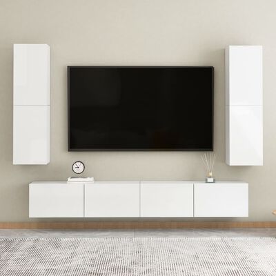 vidaXL TV stolky 2 ks bílé s vysokým leskem 30,5x30x110 cm dřevotříska