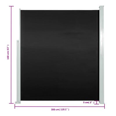 vidaXL Boční markýza na terasu 160 x 300 cm černá