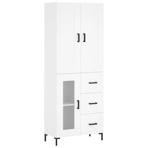 vidaXL Skř&iacute;ň highboard b&iacute;l&aacute; 69,5 x 34 x 180 cm kompozitn&iacute; dřevo