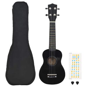 vidaXL Set soprano ukulele s obalem pro děti čern&eacute; 21"