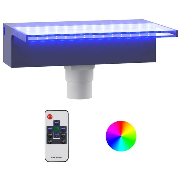 vidaXL Přelivov&yacute; vodop&aacute;d s RGB LED osvětlen&iacute;m akryl 30 cm
