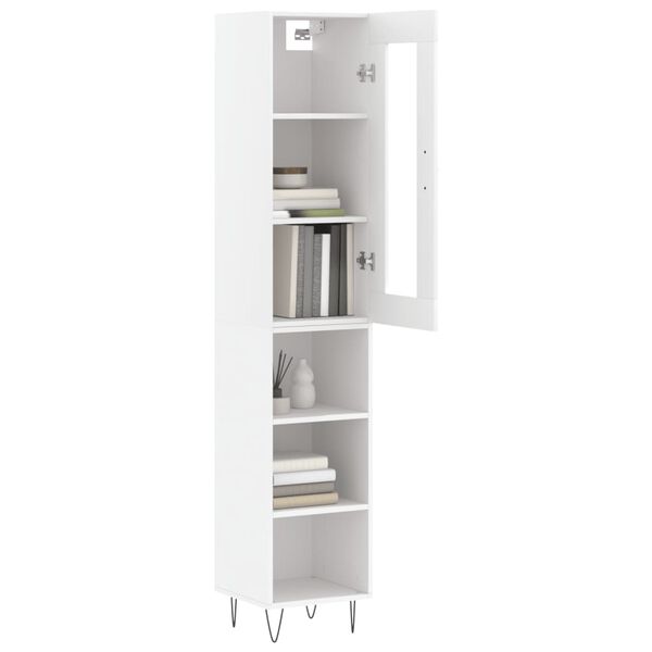 vidaXL Skř&iacute;ň highboard b&iacute;l&aacute; 34,5 x 34 x 180 cm kompozitn&iacute; dřevo
