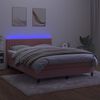 vidaXL Box spring postel s matrac&iacute; a LED růžov&aacute; 140x190 cm samet