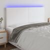 vidaXL Čelo postele s LED b&iacute;l&eacute; 200x5x118/128 cm uměl&aacute; kůže