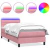 vidaXL Box spring postel s matrac&iacute; a LED růžov&aacute; 80x210 cm samet