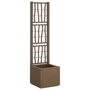 vidaXL Zahradn&iacute; květin&aacute;č s trellisem Hněd&aacute; 36 x 36 x 140 cm PP