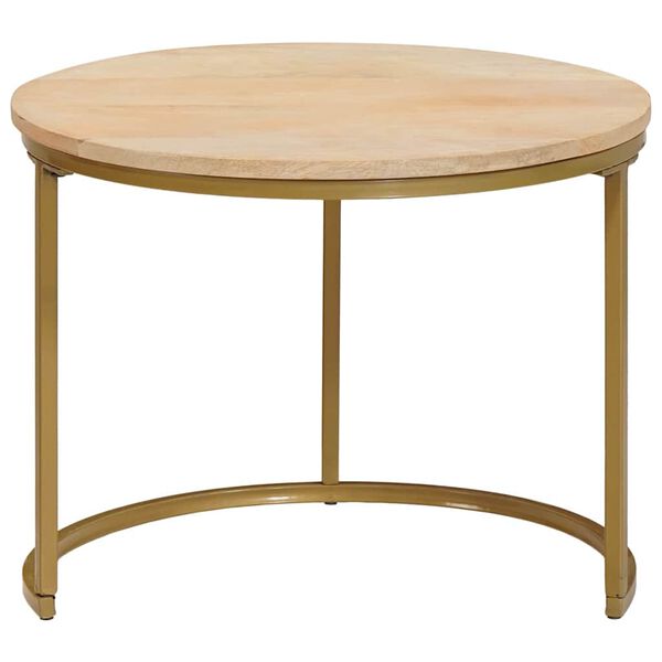 vidaXL Hn&iacute;zdic&iacute; k&aacute;vov&eacute; stolky 3 pcs Masivn&iacute; mangovn&iacute;kov&eacute; dřevo a ocel