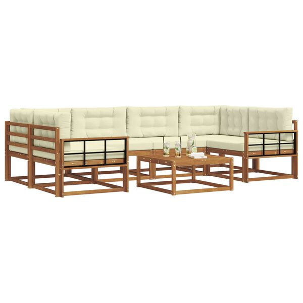 vidaXL Venkovn&iacute; pohovkov&aacute; souprava 7 pcs Přirozen&aacute; a Kr&eacute;mov&aacute;