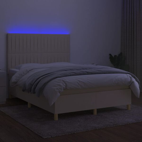 vidaXL Box spring postel s matrac&iacute; a LED kr&eacute;mov&aacute; 140x190 cm textil