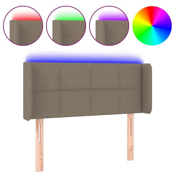 vidaXL Čelo postele s LED taupe 93 x 16 x 78/88 cm textil
