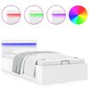 vidaXL R&aacute;m postele LED s &uacute;ložn&yacute;m prostorem b&iacute;l&yacute; uměl&aacute; kůže 100x200 cm
