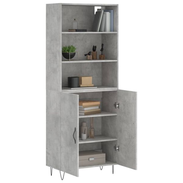 vidaXL Skř&iacute;ň highboard betonově &scaron;ed&aacute; 69,5x34x180 cm kompozitn&iacute; dřevo