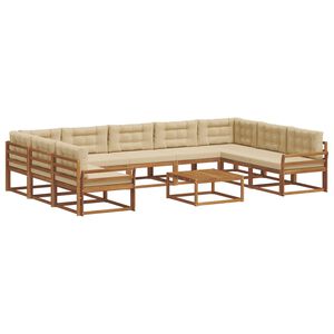 vidaXL Venkovn&iacute; pohovkov&aacute; souprava 10 pcs Přirozen&aacute; a B&eacute;žov&aacute;