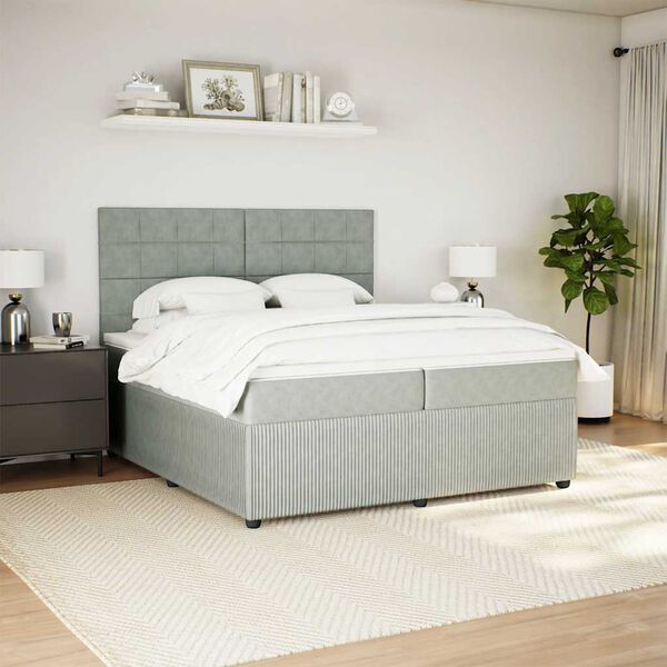 vidaXL Box spring postel s matrac&iacute; světle &scaron;ed&aacute; 200x200 cm samet
