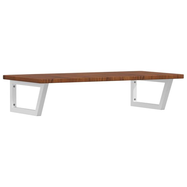 vidaXL Deska pod umyvadlo n&aacute;stěnn&aacute; ocel a masivn&iacute; dubov&eacute; dřevo