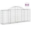 vidaXL Klenut&eacute; gabionov&eacute; ko&scaron;e 15ks 200x30x80/100 cm pozinkovan&eacute; železo