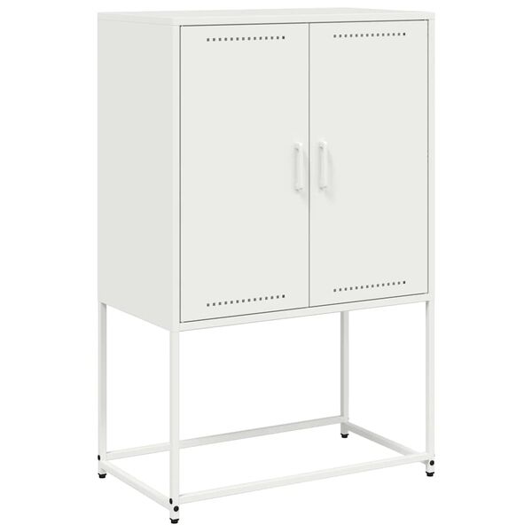 vidaXL Skř&iacute;ň highboard b&iacute;l&aacute; 68,5 x 38,5 x 107 cm ocel