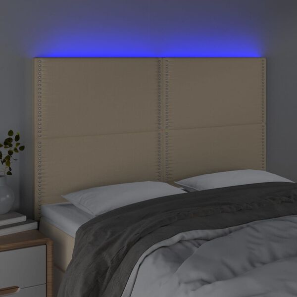 vidaXL Čelo postele s LED kr&eacute;mov&eacute; 144x5x118/128 cm textil