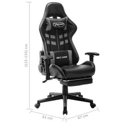 vidaXL Herní židle s podnožkou šedá a černá umělá kůže