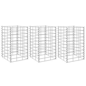 vidaXL Gabionov&eacute; vyv&yacute;&scaron;en&eacute; z&aacute;hony 3 ks 30 x 30 x 50 cm železo