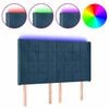 vidaXL Čelo postele s LED tmavě modr&eacute; 147 x 16 x 118/128 cm samet