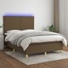 vidaXL Box spring postel s matrac&iacute; a LED tmavě hněd&aacute; 140x190 cm textil