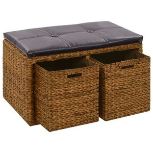 vidaXL Lavice se 2 ko&scaron;&iacute;ky z mořsk&eacute; tr&aacute;vy 71 x 40 x 42 cm hněd&aacute;