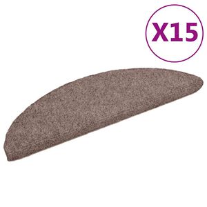 vidaXL Schodov&eacute; rohože samolepic&iacute; 15 ks 56 x 17 x 3 cm světle hněd&eacute;, půlkulat&eacute;