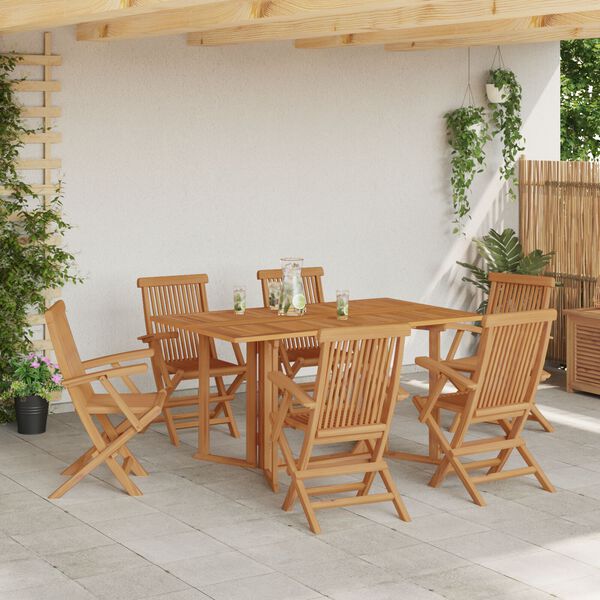 vidaXL Zahradní jídelní souprava 7 pcs Hnědá 150 x 90 x 75 cm