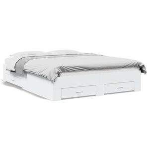 vidaXL R&aacute;m postele se z&aacute;suvkami b&iacute;l&yacute; 140 x 200 cm kompozitn&iacute; dřevo