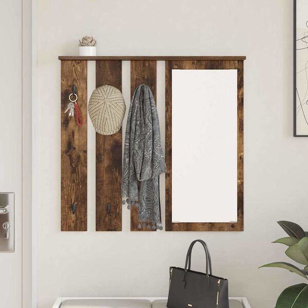 vidaXL N&aacute;stěnn&yacute; vě&scaron;&aacute;k na kab&aacute;ty s polic&iacute; Kouřov&yacute; dub 84 x 10 x 80 cm