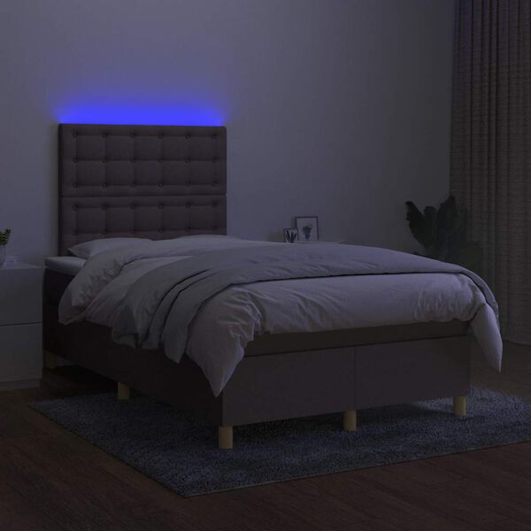 vidaXL Box spring postel s matrac&iacute; a LED taupe 120x190 cm textil