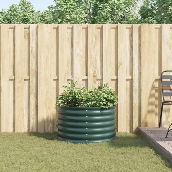 vidaXL Zahradní vyvýšený záhon Zelená 80 x 80 x 44 cm Ocel