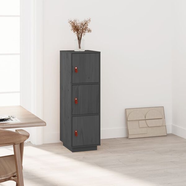 vidaXL Skříň highboard šedá 34x40x108,5 cm masivní borové dřevo