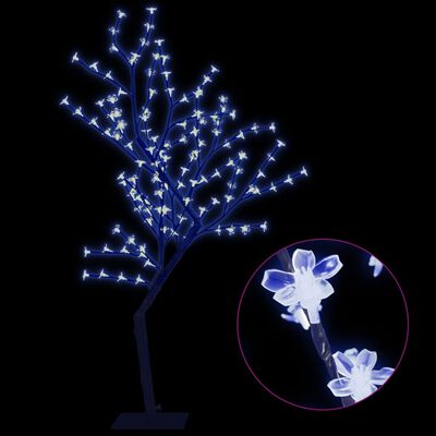 vidaXL Vánoční strom 128 LED modré světlo třešňový květ 120 cm