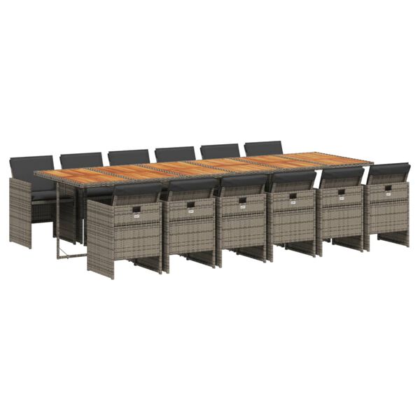 vidaXL 13d&iacute;ln&yacute; zahradn&iacute; j&iacute;deln&iacute; set s podu&scaron;kami &scaron;ed&yacute; polyratan