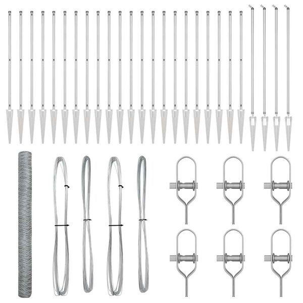 vidaXL Plotov&yacute; sloupek. Stř&iacute;brn&aacute; 50 x 1,6 m (36 mm pletivo) Ocel