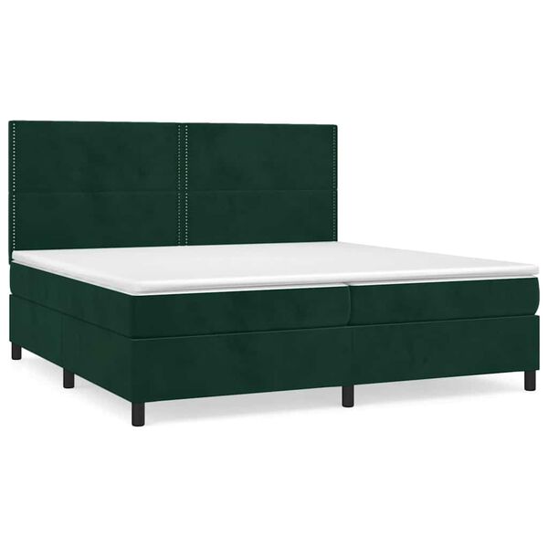 vidaXL Box spring postel s matrac&iacute; tmavě zelen&aacute; 200x200 cm samet