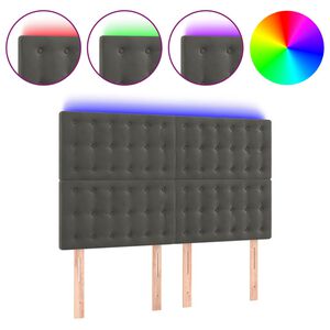 vidaXL Čelo postele s LED tmavě &scaron;ed&eacute; 144x5x118/128 cm samet