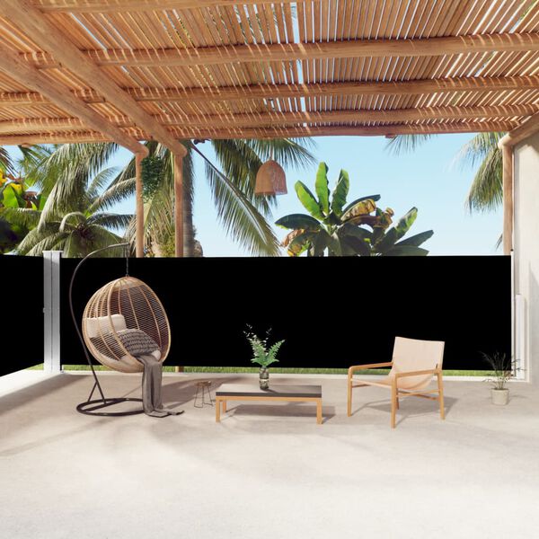 vidaXL Zatahovací boční markýza černá 160 x 1 000 cm