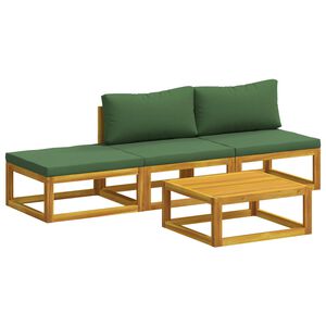 vidaXL Set pohovek 4 ks Př&iacute;rodn&iacute; Masivn&iacute; ak&aacute;tov&eacute; dřevo