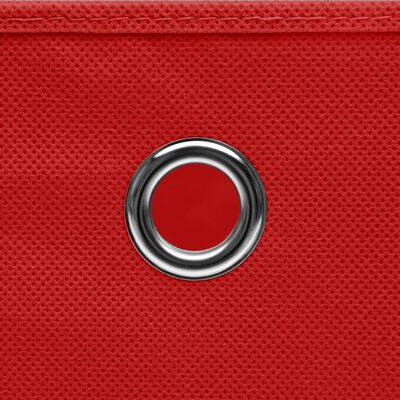 vidaXL Úložné boxy s víky 4 ks červené 32 x 32 x 32 cm textil