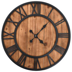 vidaXL Vintage n&aacute;stěnn&eacute; hodiny se strojkem Quartz dřevo a kov 60cm XXL