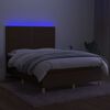 vidaXL Box spring postel s matrac&iacute; a LED tmavě hněd&aacute; 140x190 cm textil