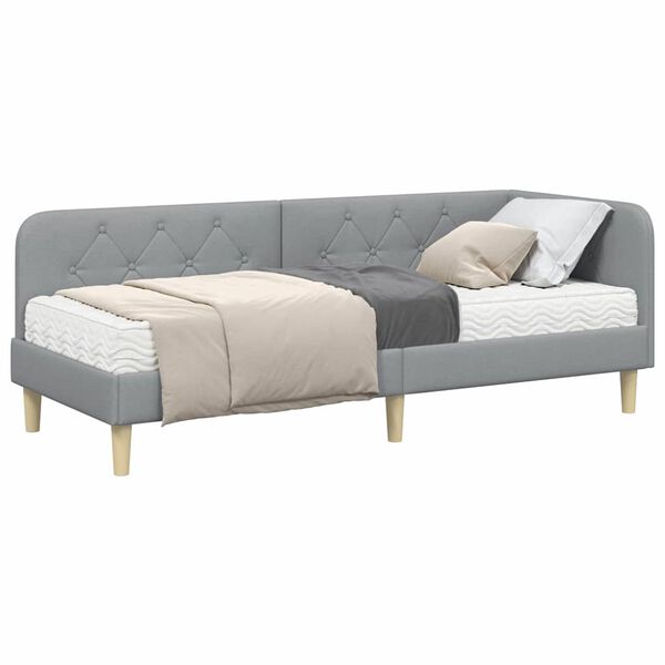 vidaXL Rohov&yacute; r&aacute;m postele s matrac&iacute; Světle &scaron;ed&aacute; 80 x 200 cm textil